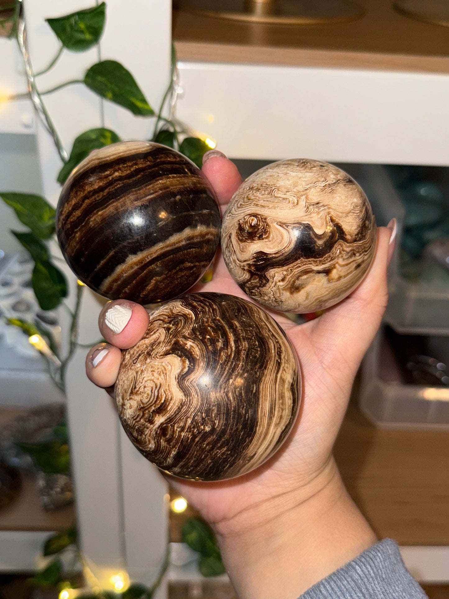 Chocolate Calcite Spheres - Intuitively Chosen