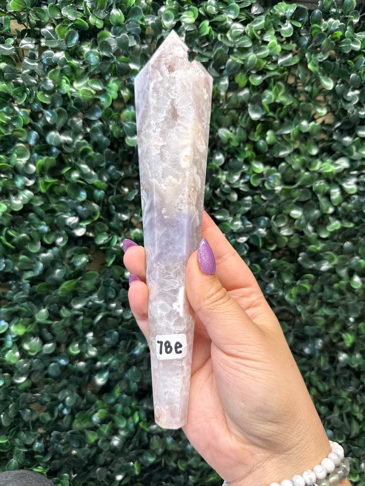 Pink Amethyst x Flower Agate Wands with stands