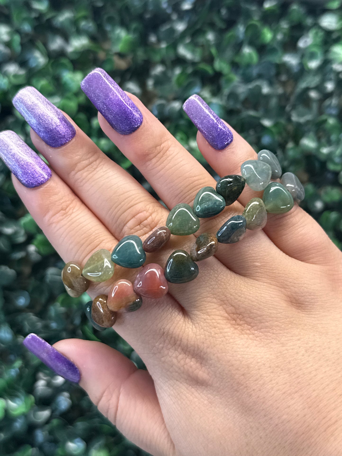 Moss Agate Heart Bracelets