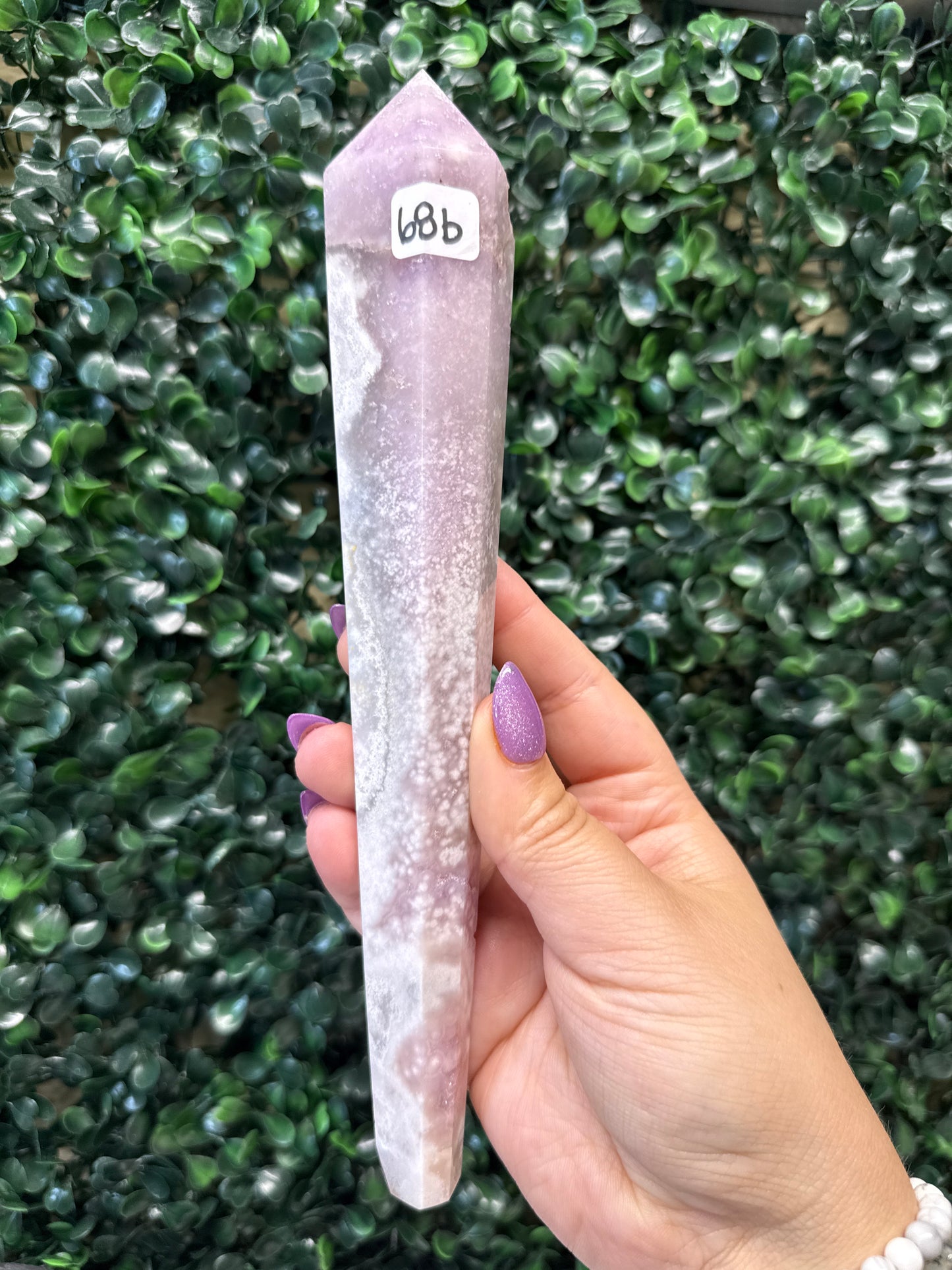 Pink Amethyst x Flower Agate Wands with stands