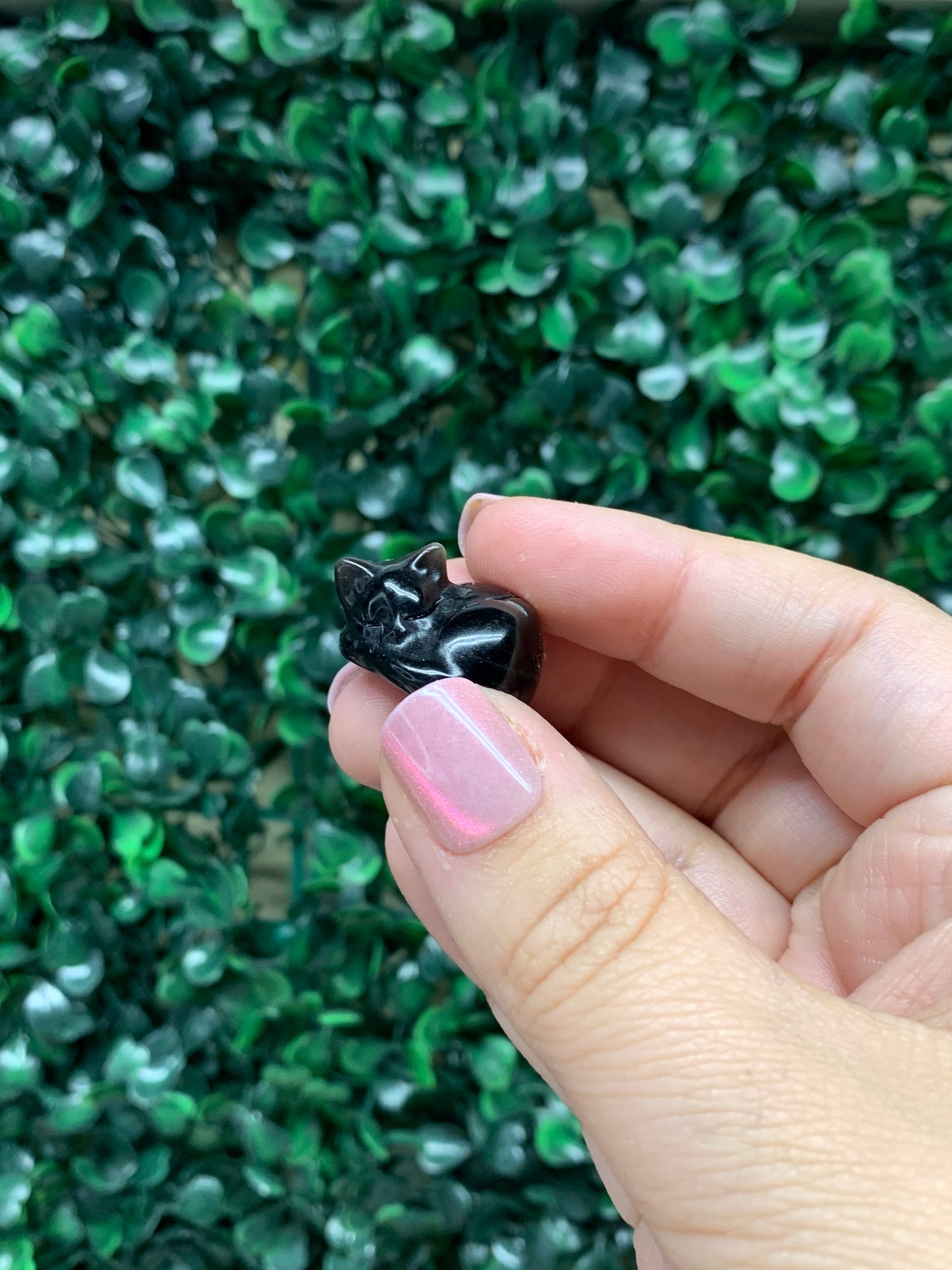 Silver Sheen Obsidian Sleeping Kitty