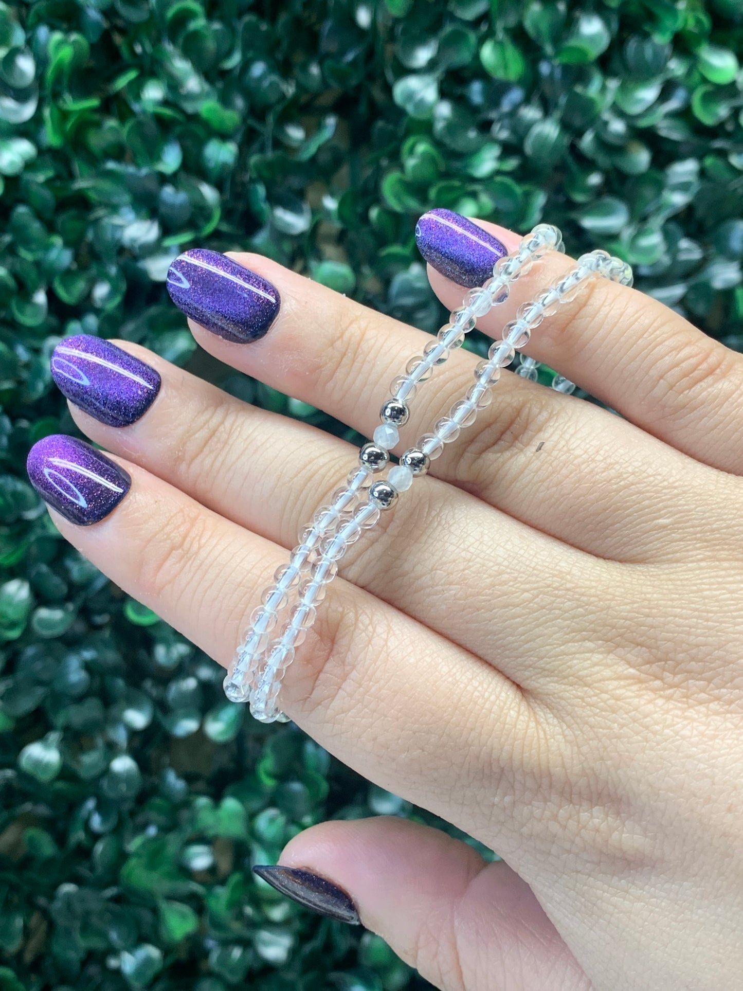 Clear Quartz x Faceted Moonstone Bracelets - 3mm