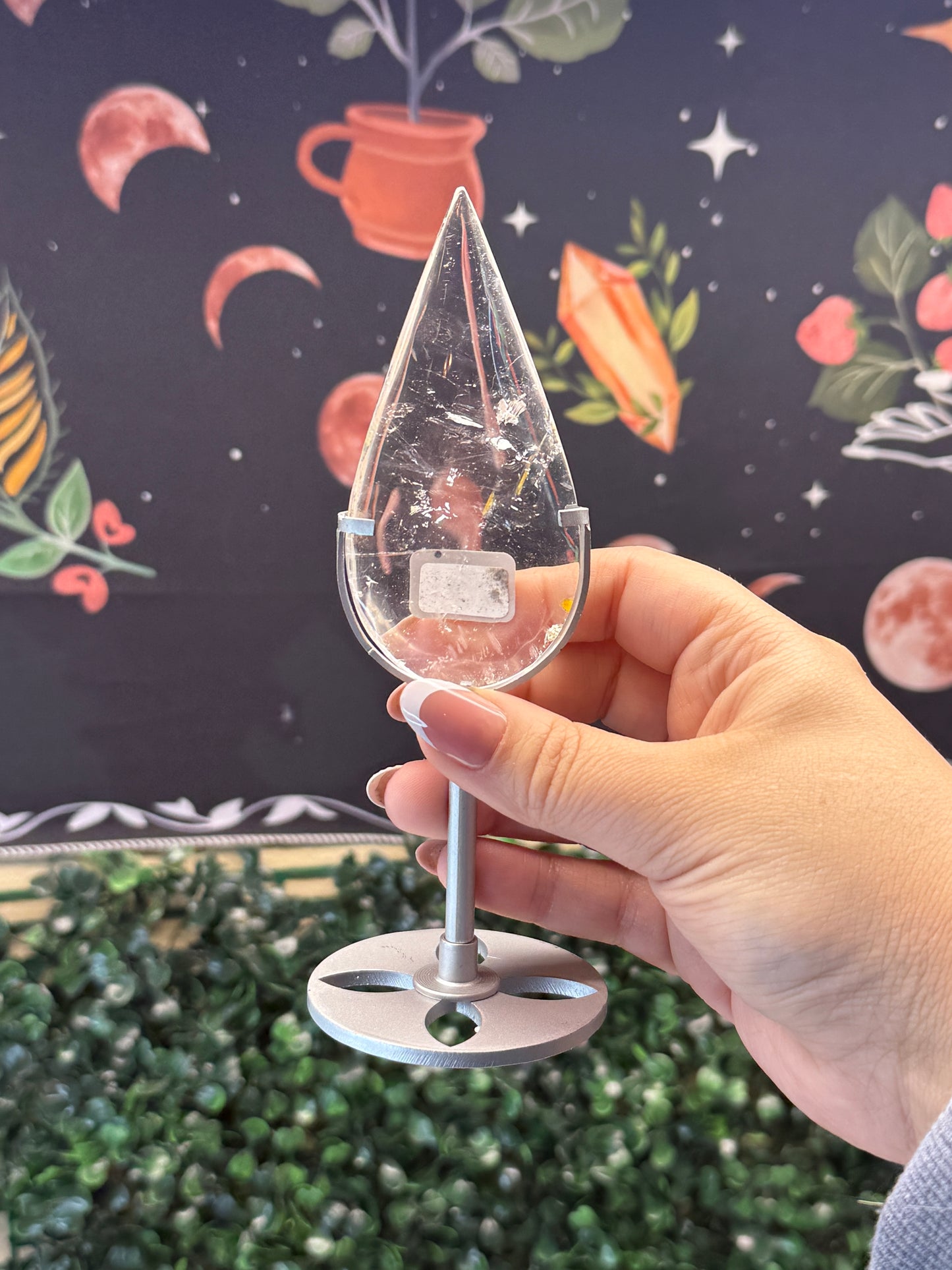 Clear Quartz Teardrop on stand