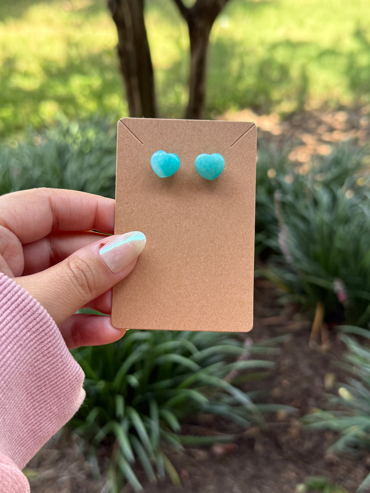 Amazonite Heart Earrings - s925 (INTUITIVELY CHOSEN)