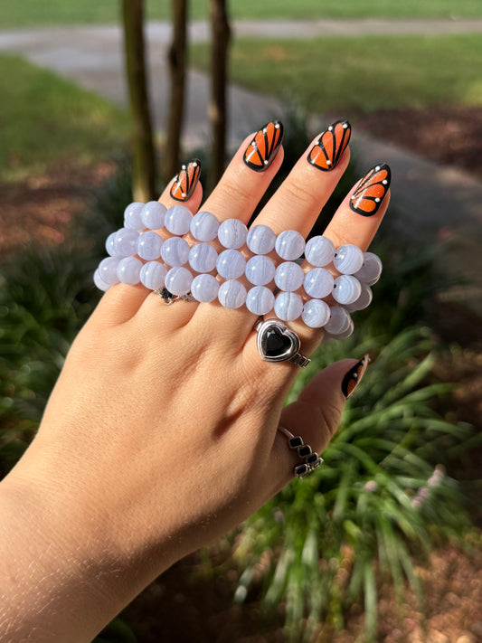 Blue Lace Agate Bracelets - 10mm
