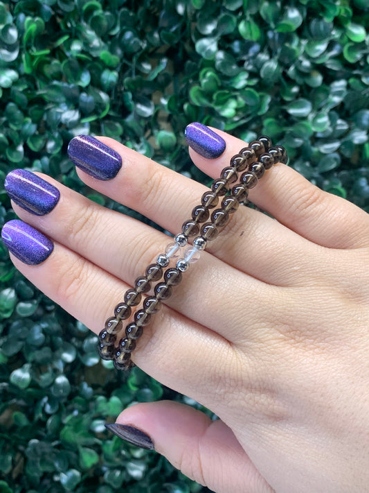 Smoky Quartz x Clear Quartz Bracelets - 5mm
