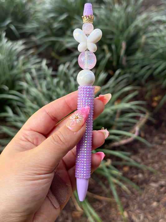 Butterfly Pens - Purple/Rhinestones