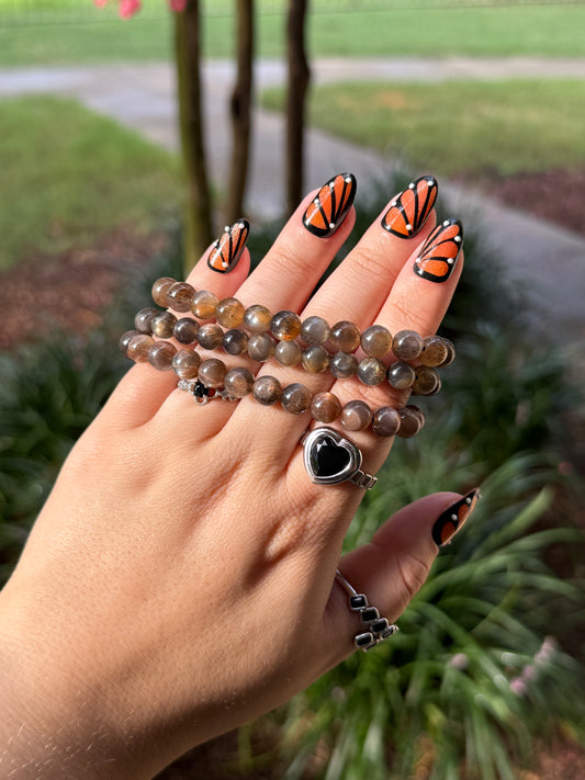 High Quality Black Sunstone x Moonstone Bracelets - 7&8mm