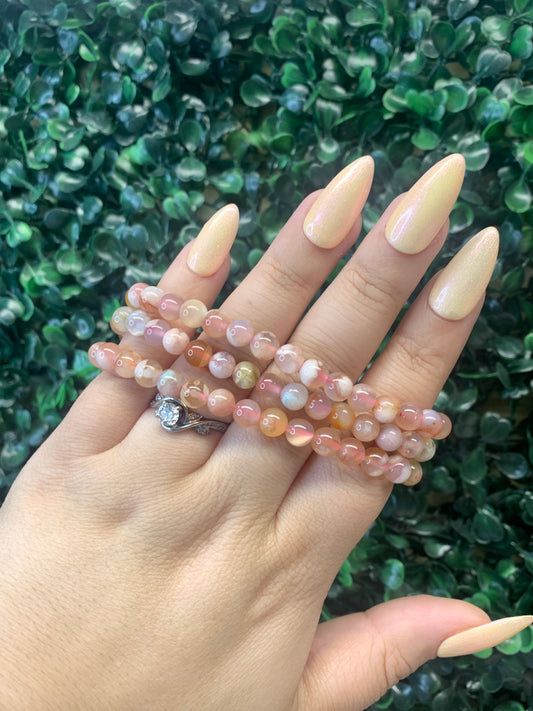 Flower Agate Bracelets - 6mm