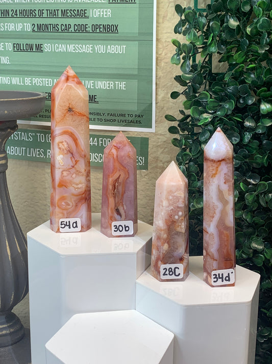 Pink Carnelian x Flower Agate Towers