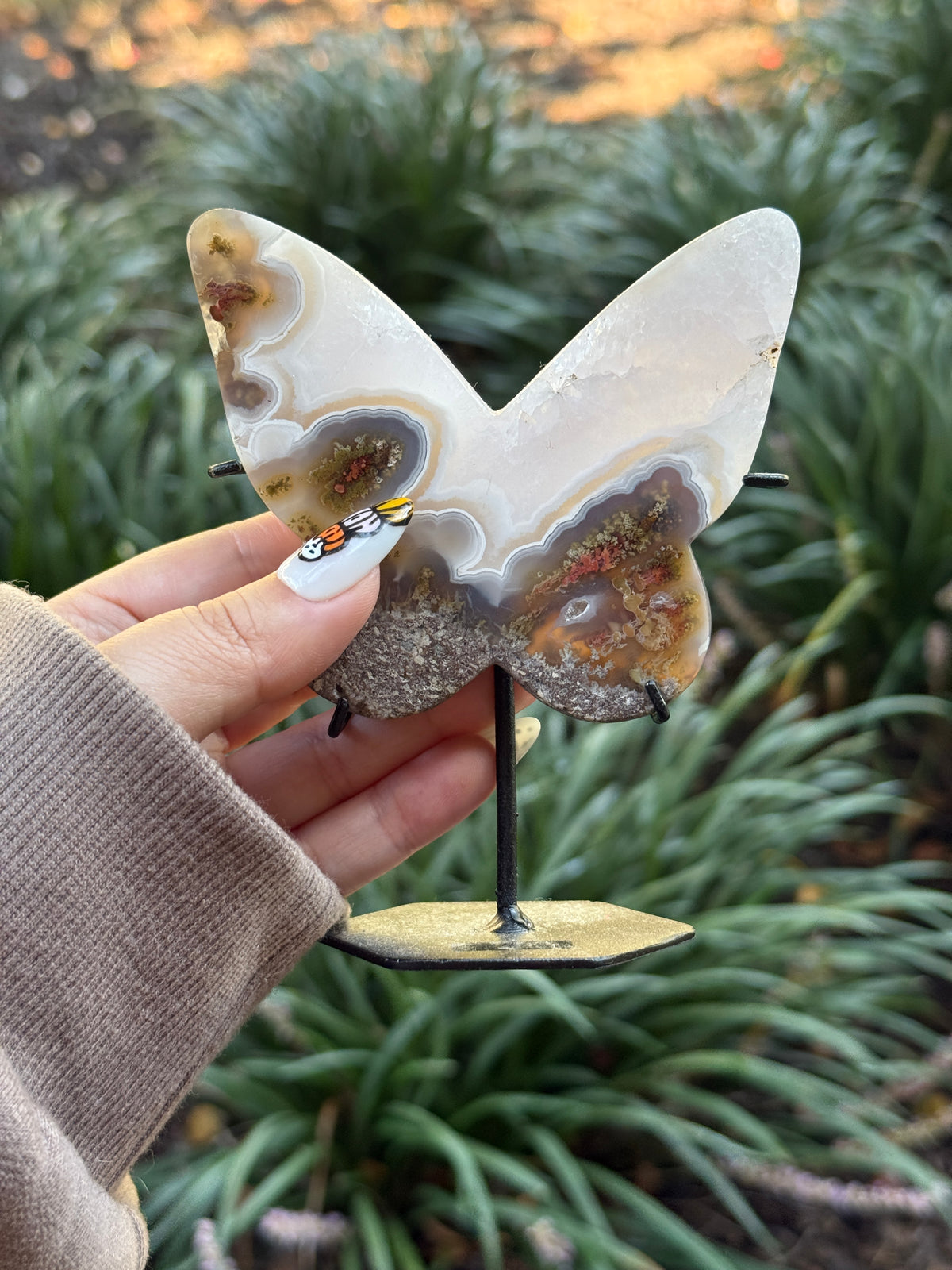 Scenic Moss Agate Butterfly on stand - Bri’s Collection