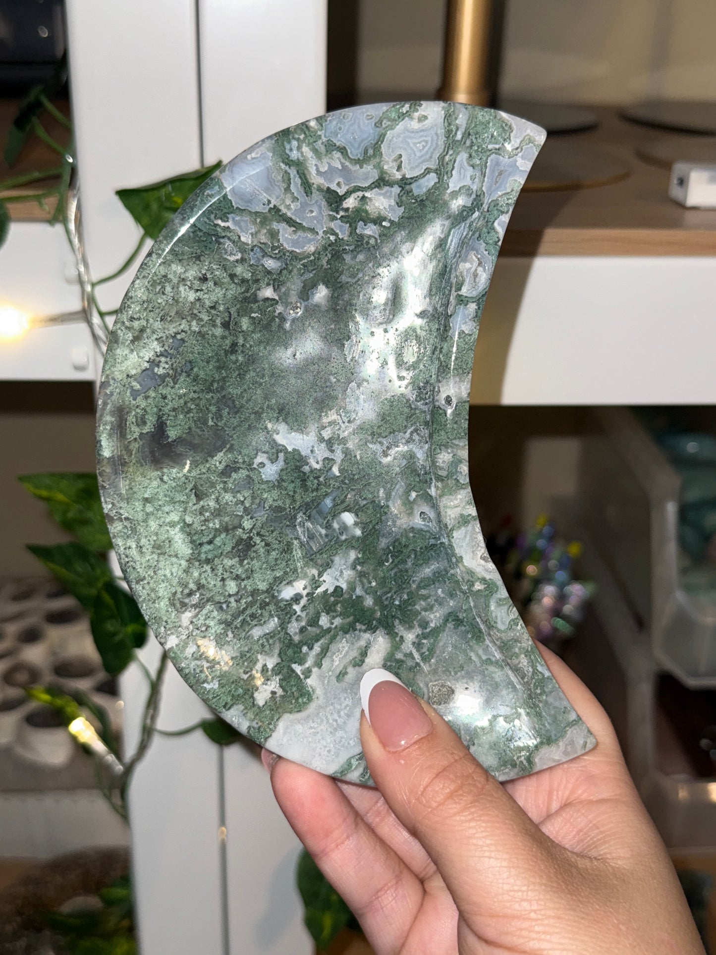 Moss Agate Moon Bowls