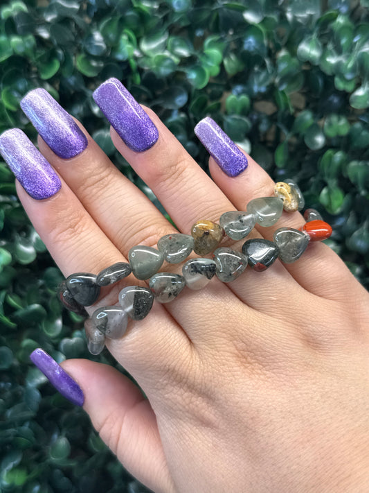 African Bloodstone Heart Bracelets