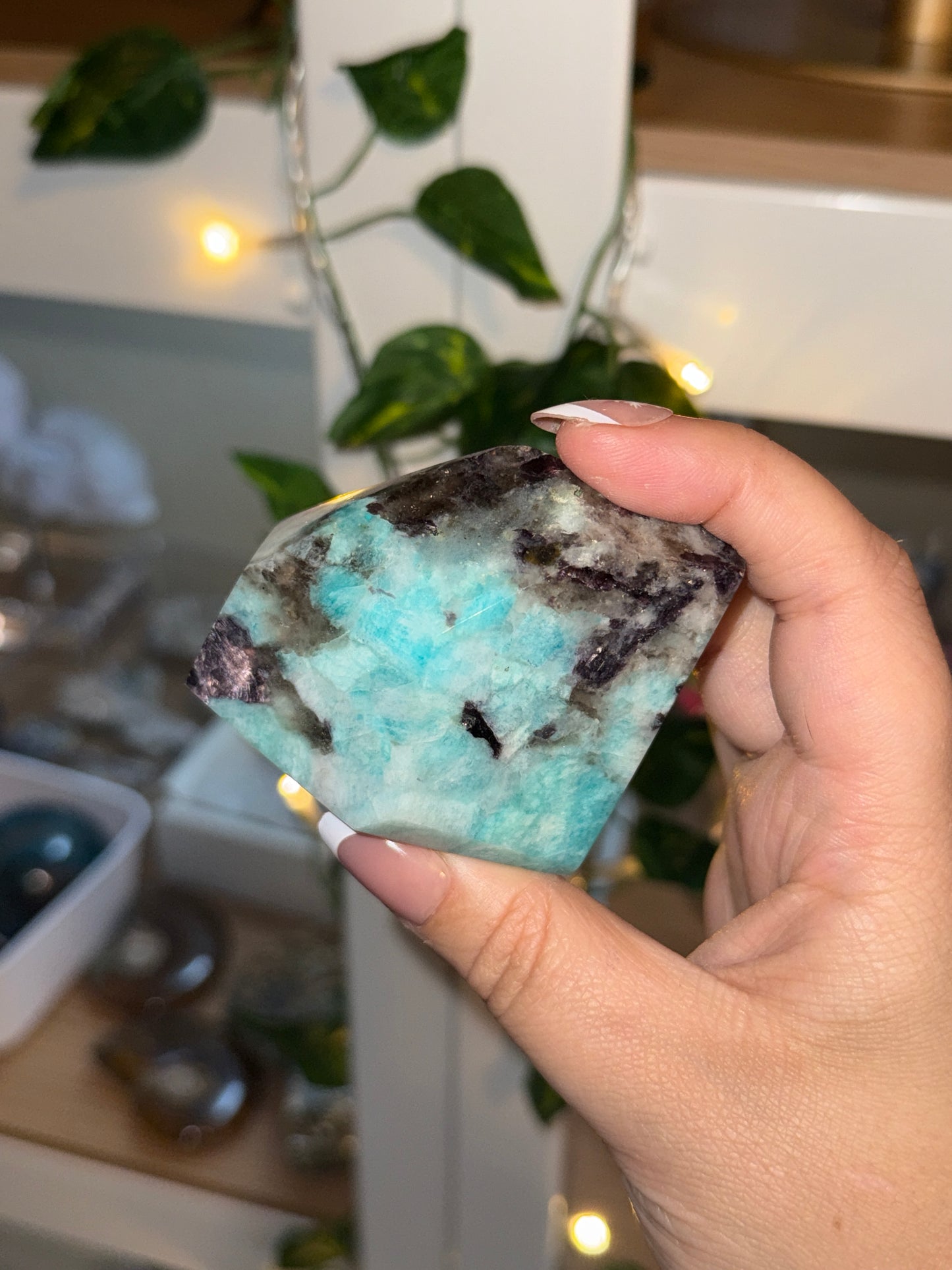 Amazonite x Smoky Quartz x Lepidolite Gusher