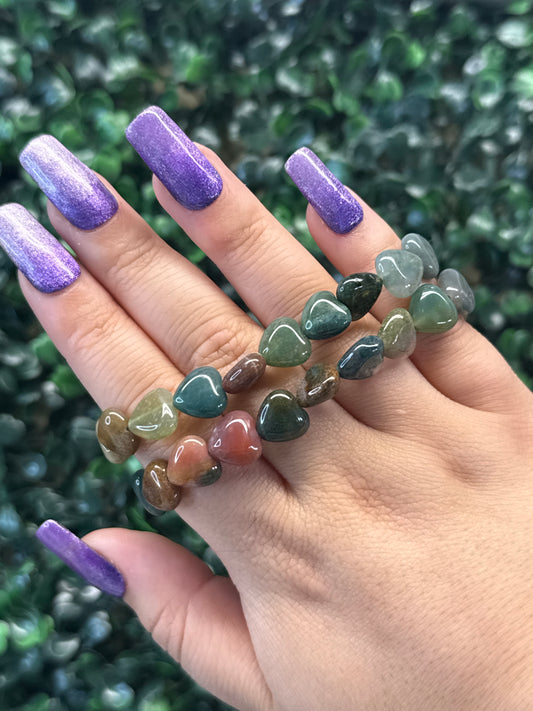 Moss Agate Heart Bracelets