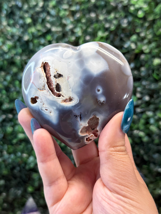Orca Agate Heart - Dendritic Inclusions