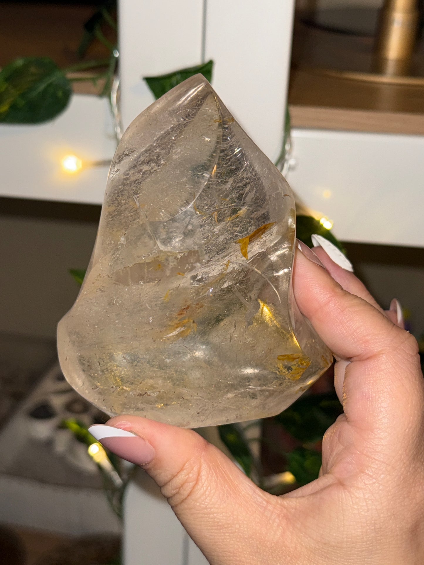 Clear Quartz Flame (Golden Healer Inclusions)