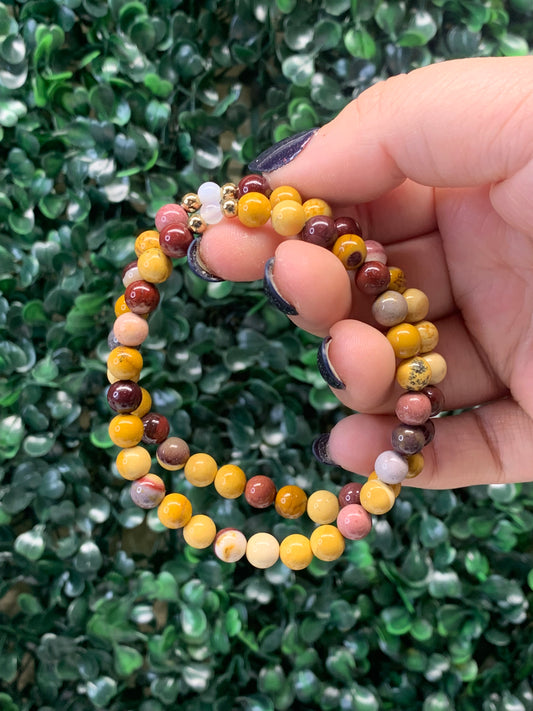 Mookaite x Moonstone Bracelets - 7mm