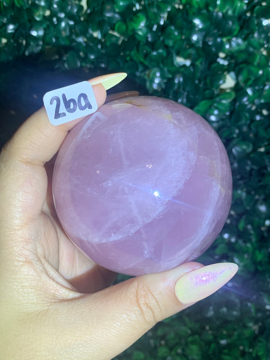 Rose Quartz Spheres with Asterism (hard to capture in pictures)