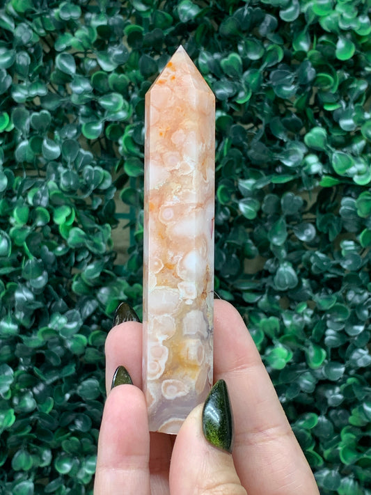 Pink Carnelian x Flower Agate Towers