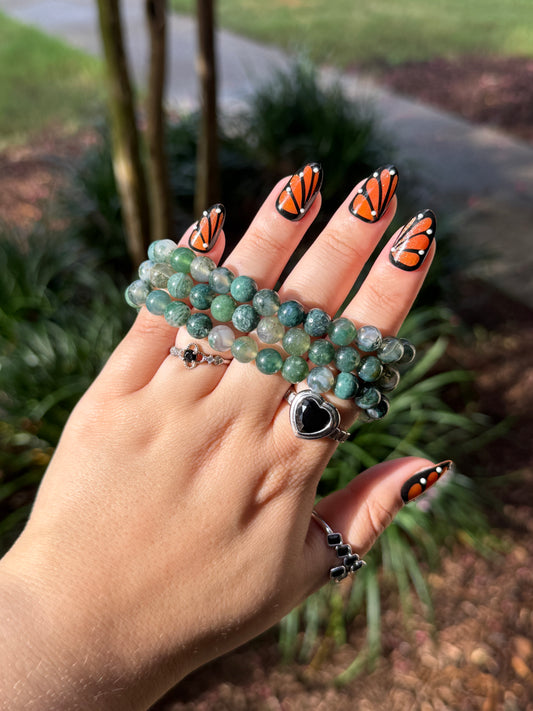 Moss Agate Bracelets - 8mm