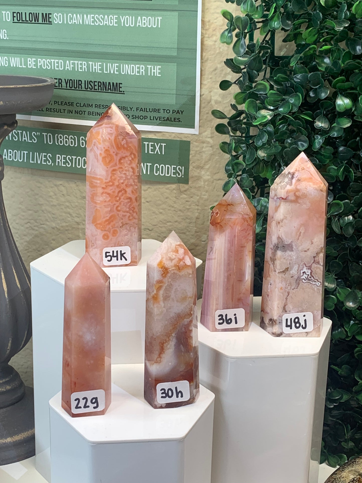 Pink Carnelian x Flower Agate Towers