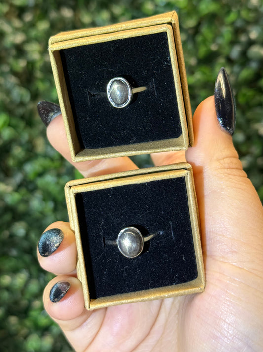 Black Sunstone x Moonstone Rings - intuitively chosen (s925 & adjustable)
