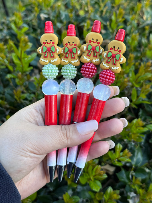 Gingerbread Man Pens - Green & Red