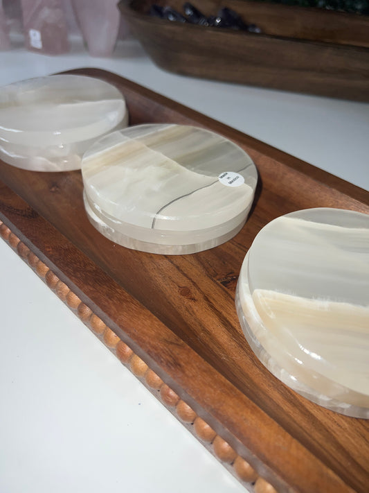 Onyx Coasters (SET OF 3 - INTUITIVELY CHOSEN) *some have scratches on bottom*