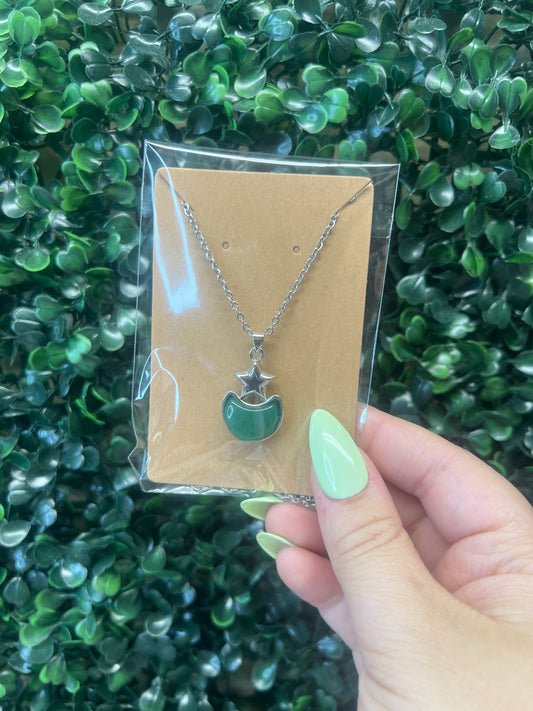 Green Aventurine Moon Pendant