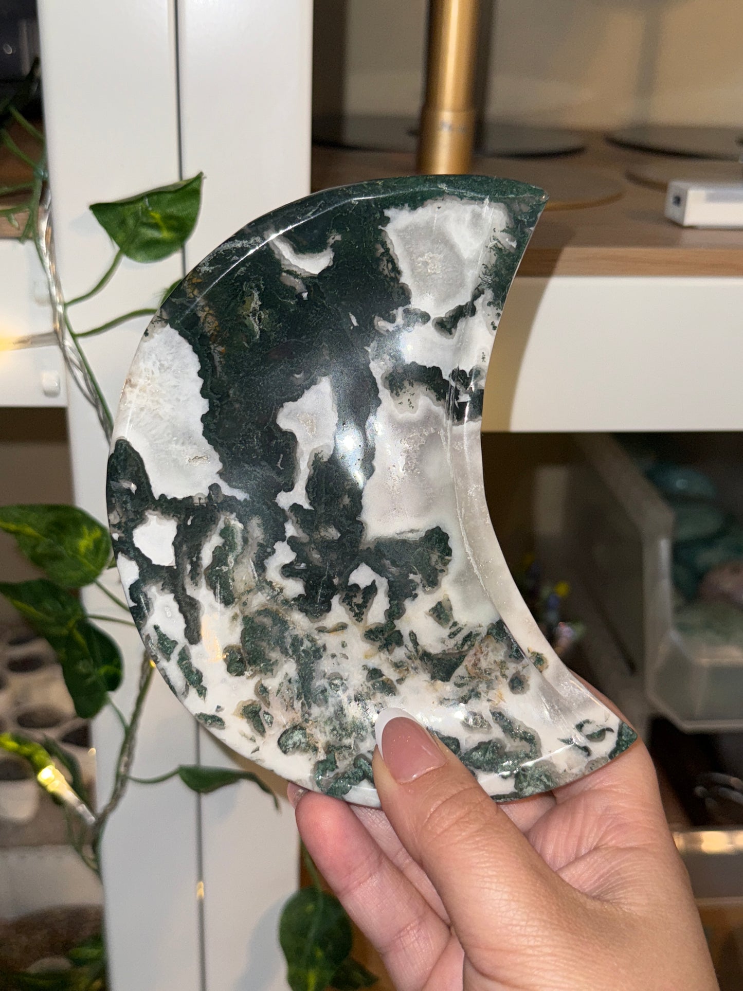 Moss Agate Moon Bowls