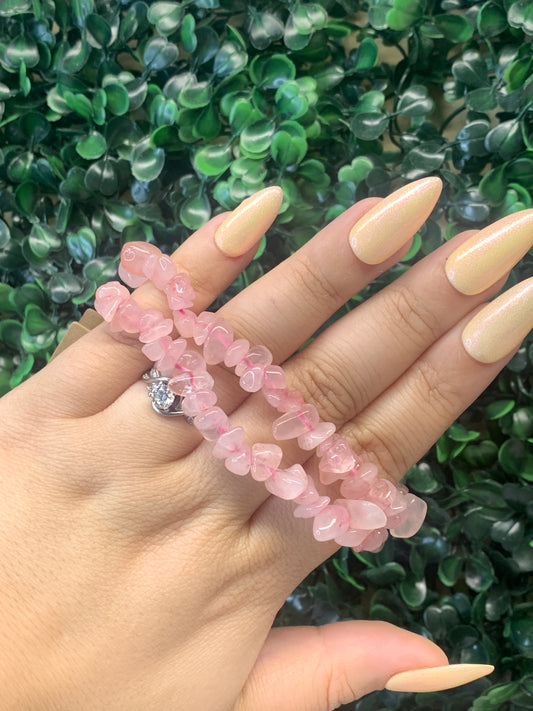 Rose Quartz Chip Bracelets