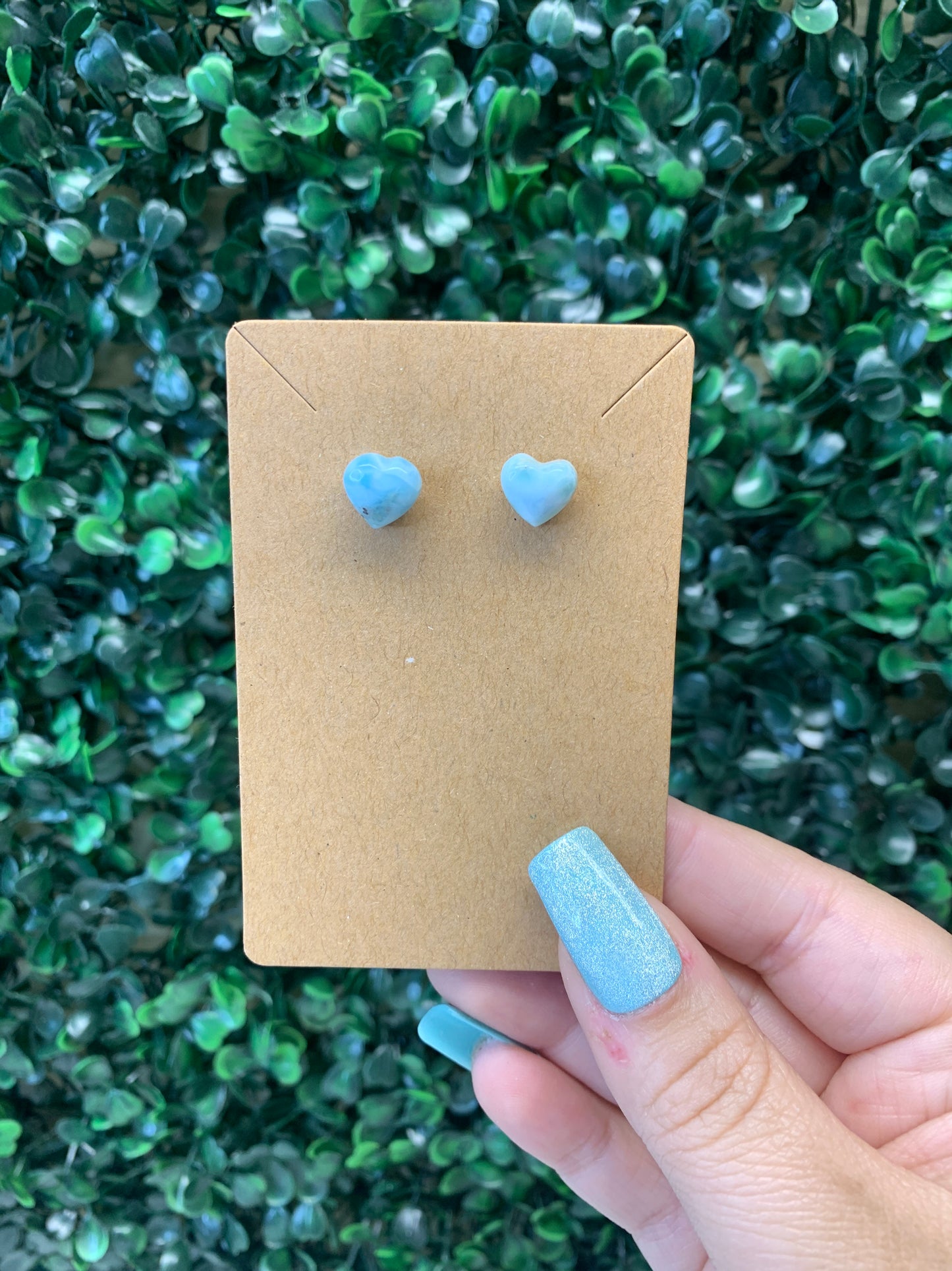 Larimar Heart Earrings (Intuitively Chosen)