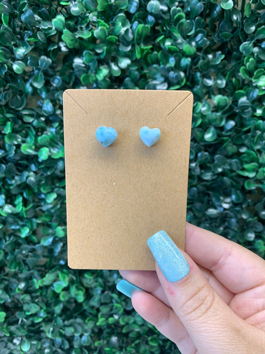 Larimar Heart Earrings (Intuitively Chosen)