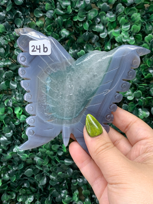 Druzy Agate Butterflies - COMES WITH STAND