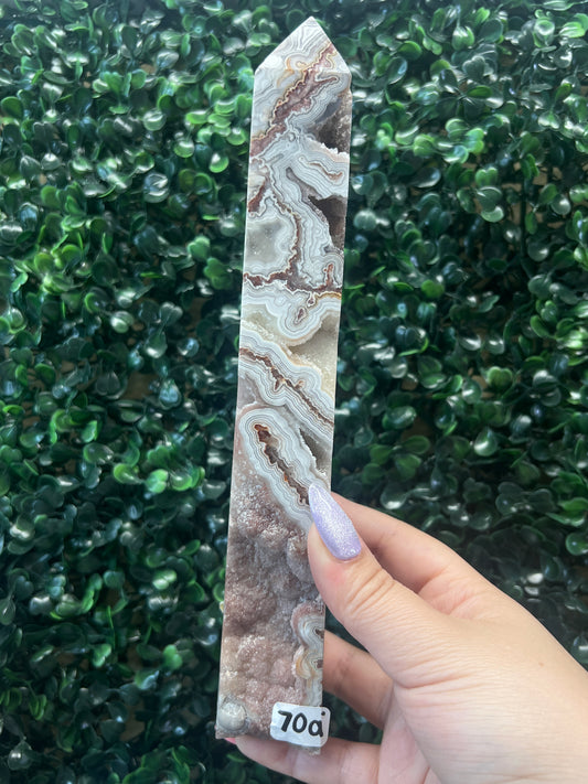 Mexican Crazy Lace Agate Statement Towers (all have druzy & parallax)