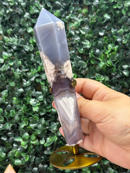 Flower Agate Wand (Comes with stand)