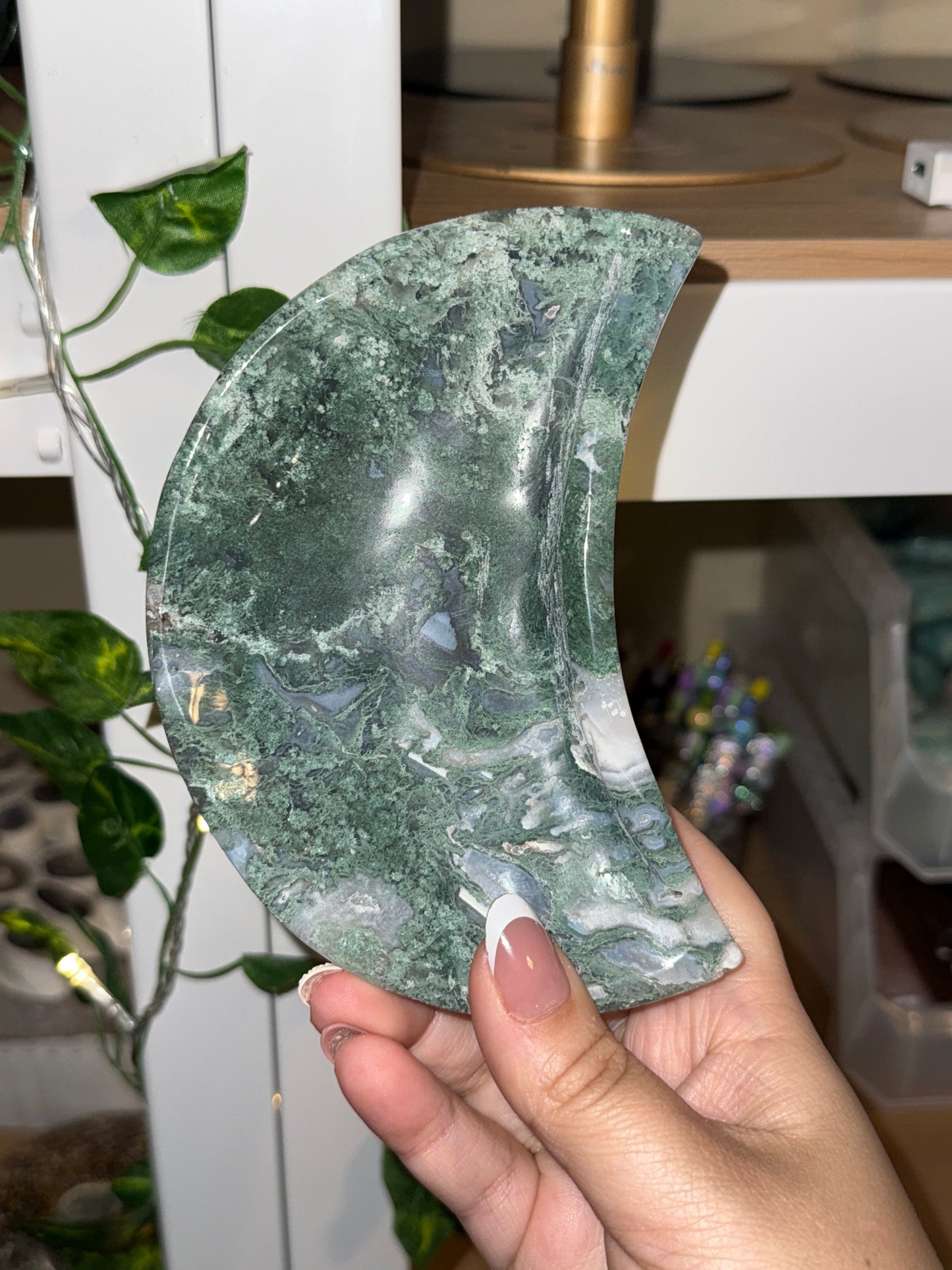 Moss Agate Moon Bowls