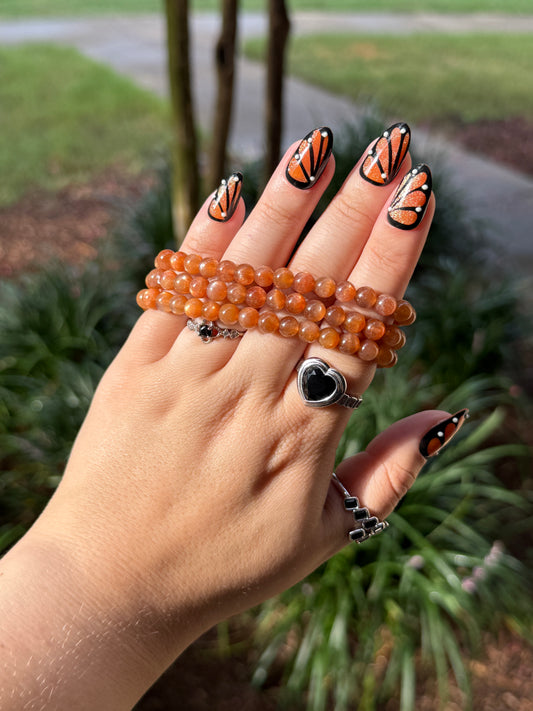 High Quality Peach Moonstone x Sunstone Bracelets - 5mm
