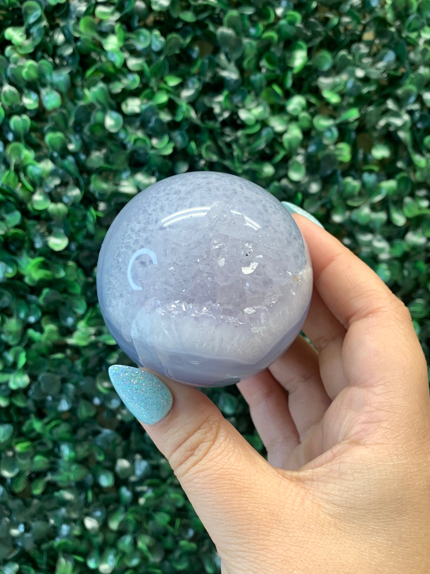 Blue Lace Agate Spheres (Both Have Druzy)