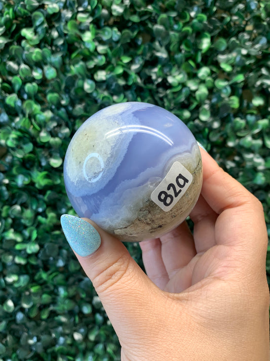 Blue Lace Agate Spheres (Both Have Druzy)