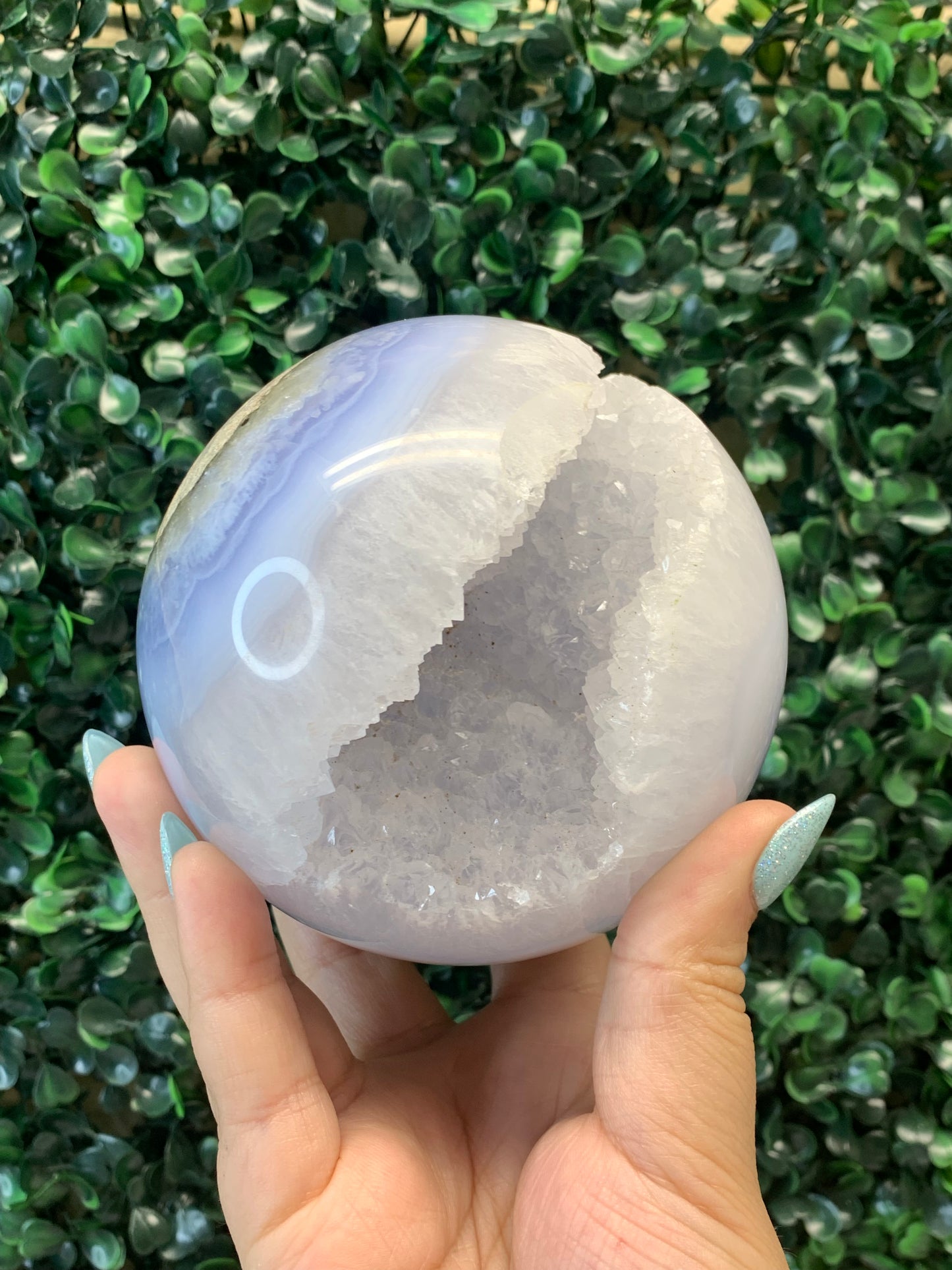 Blue Lace Agate Spheres (Both Have Druzy)
