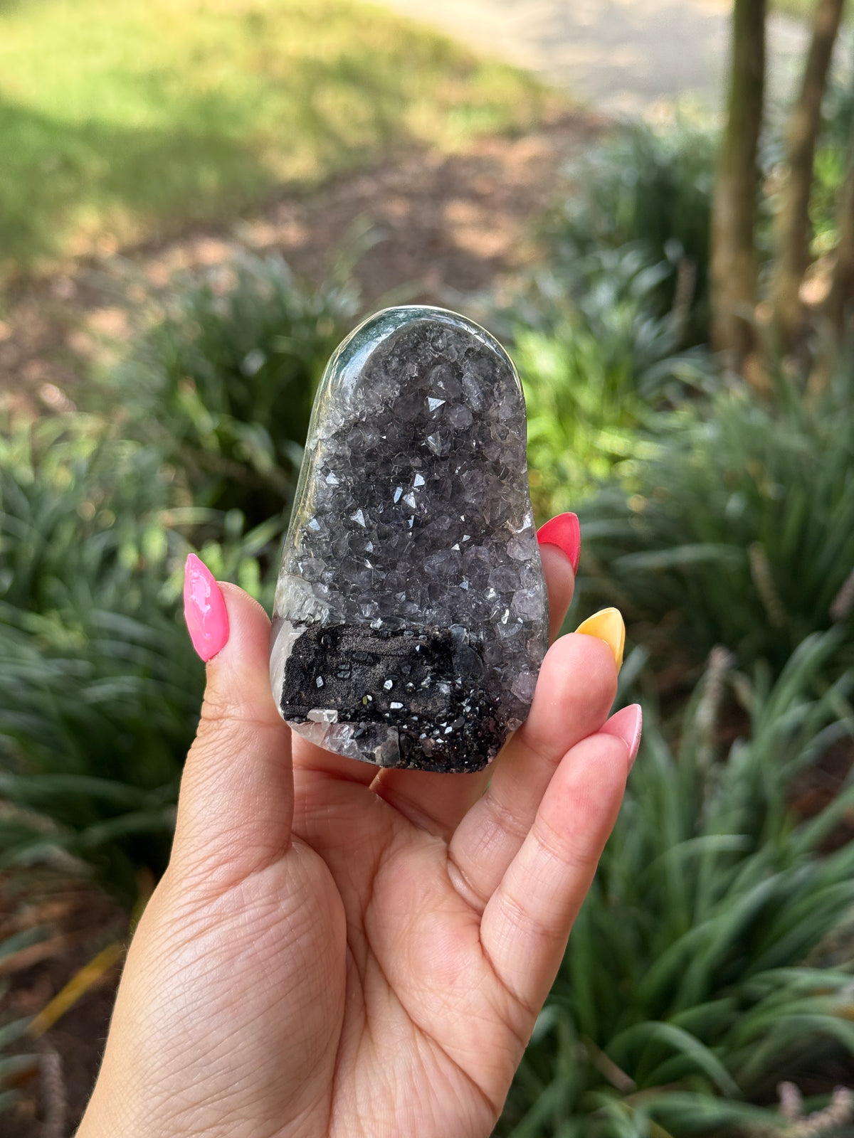 Amethyst x Calcite x Goethite + Stand