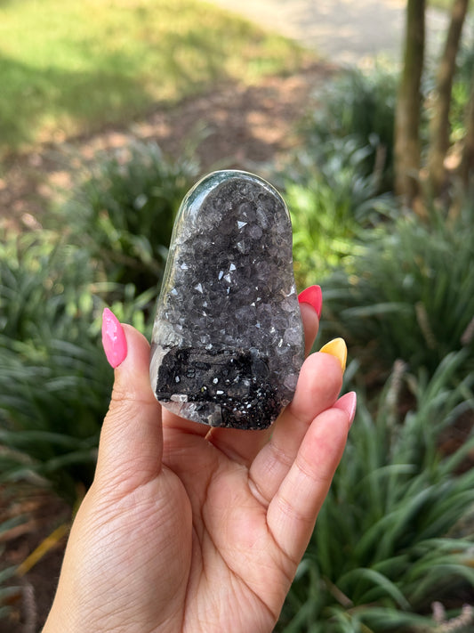 Amethyst x Calcite x Goethite + Stand