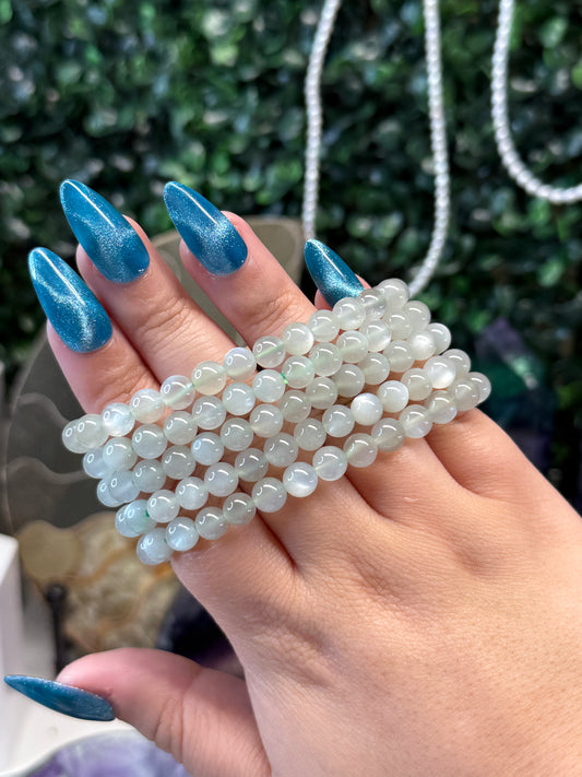 Green Moonstone Bracelets - 7mm (flashy)